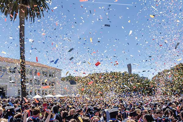 LMU Commencement Photo with Confetti