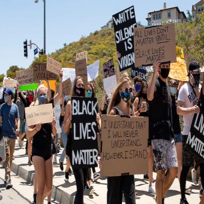 white demonstrators supporting Black Lives Matter